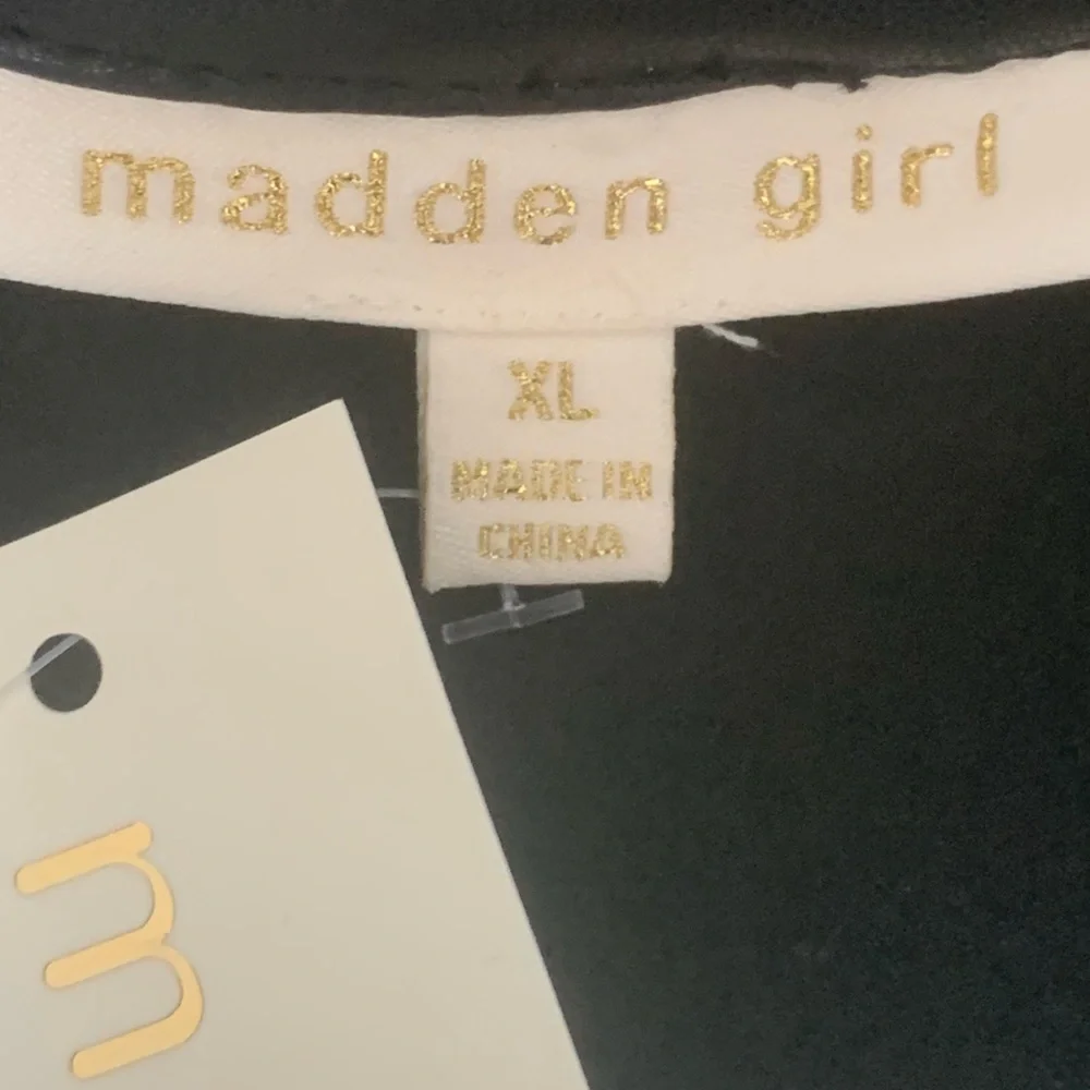 Madden Girl Classic Black Bomber Jacket Size XL - Picture 4 of 4